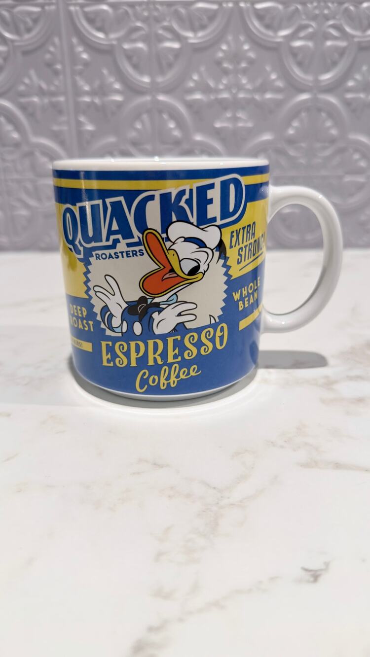 Disney Parks Donald Duck Quacked Roasters Espresso Ceramic Coffee Mug 17 oz NEW